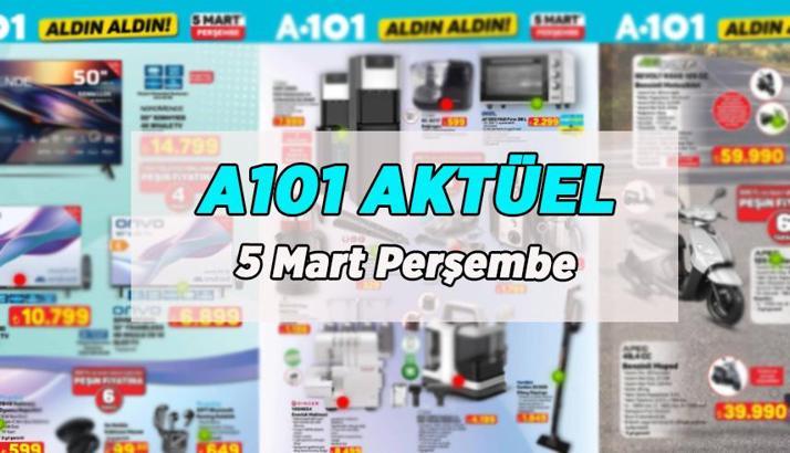YENİ A101 AKTÜEL 5 MART 2026 PERŞEMBE: A101 aktüel kataloğunda bu hafta hangi ürünler satışa çıkacak? Onvo Televizyon, Kiwi Halı Yıkama Makinesi, Singer Overlok Makinesi, 125 CC Benzinli Motosiklet...
