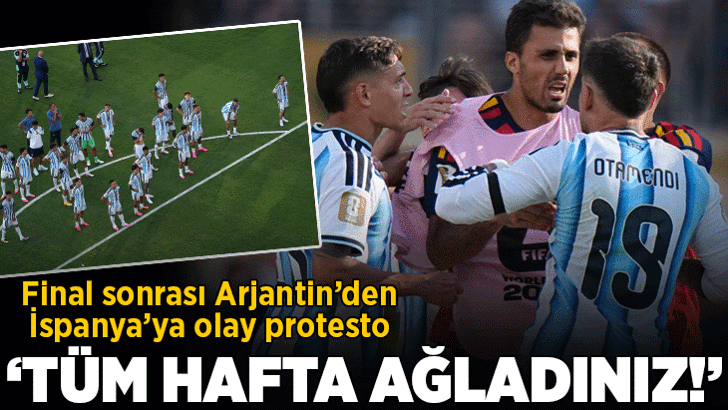 Dünya Kupası'nda Arjantin'den İspanya'ya olay protesto! Otamendi'den tepki: Bütün hafta ağladınız