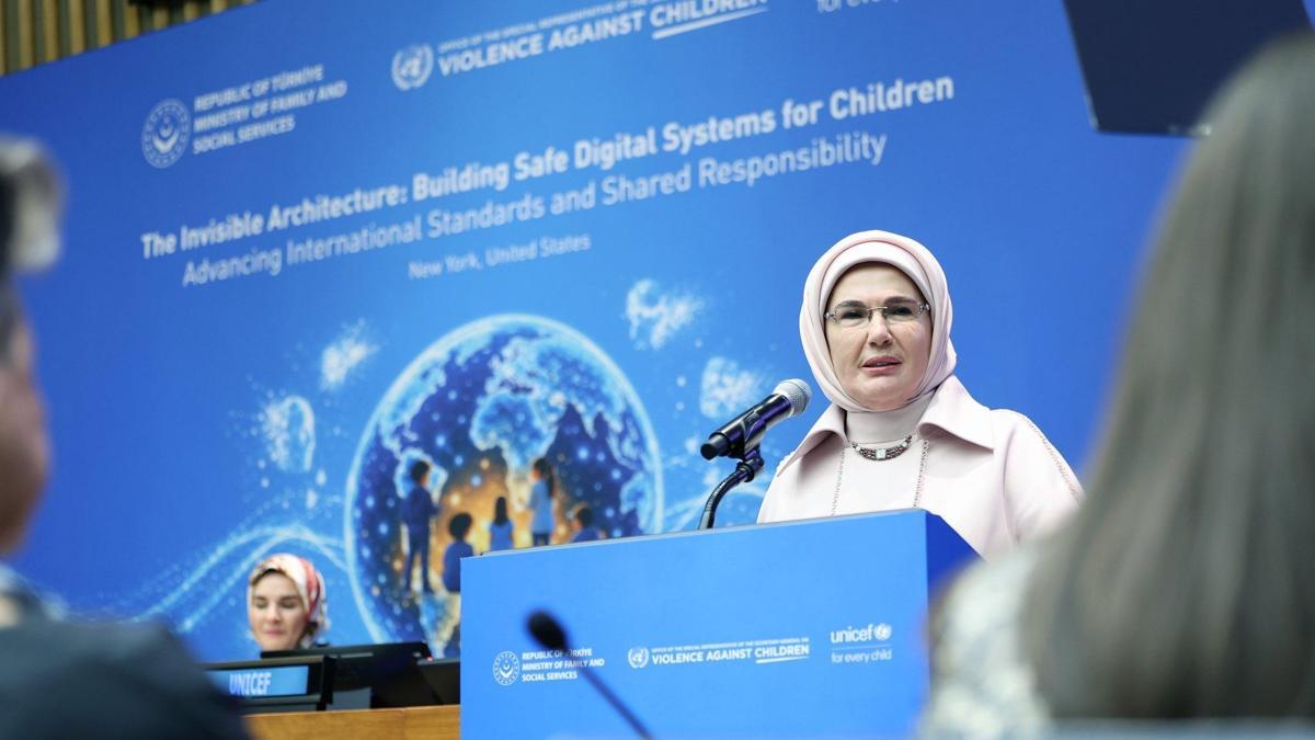 Emine Erdoğan, BM'de konuştu: 'Çocuklar, zihinlerine göz konulmuş hedef kitleye dönüştürüldü'