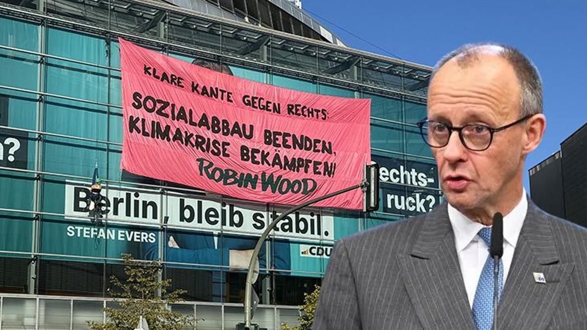 İklim aktivistlerinden Almanya'da Başbakan Merz’in partisinde protesto