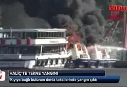 Haliç'te tekne yangını