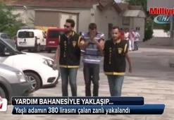 Yaşlı adama çarpıp yardım bahanesiyle...