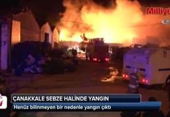 Çanakkale’de sebze halinde büyük yangın