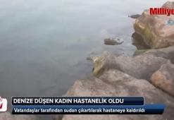 Kayalıklardan denize düşen kadın hastanelik oldu