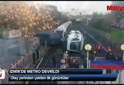 İzmir'de metro vagonu devrildi