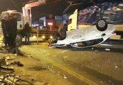 Başkent’te otomobil refüje çarpıp takla attı: 3 yaralı