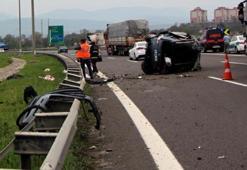 TEM'de takla atan otomobildeki 1 kişi öldü, 4 kişi yaralandı