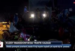 Makedonya'da yolcu otobüsü şarampole yuvarlandı!