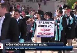 Baba kız aynı anda mezun oldu