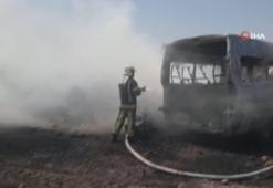 Anız yangını yediemin deposuna sıçradı, hurda araçlar yandı