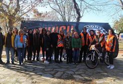 Kadına yönelik şiddete karşı pedal çevirdiler