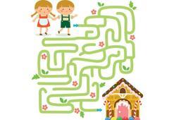 Labirentten çıkma oyunu: Hansel ve Gretelin'e çıkışı bulmasına yardım et