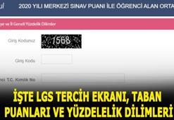 LGS tercih ekranı (e-okul.meb.gov.tr) 2020 LGS lise taban puanları, il il yüzdelik dilimleri...