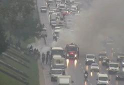 Son dakika... TEM'de otobüs yangını! Trafik kilit