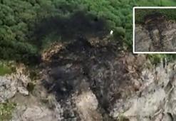 Son dakika... İlk görüntüler korkunç! Düşen uçağın çarptığı yer...