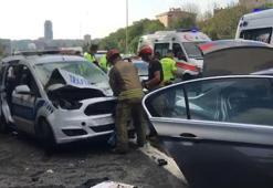 Sarıyer'de polis aracıyla otomobil çarpıştı! Yaralılar var