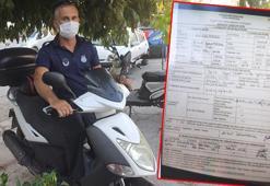 Kaldırıma motosikletini park eden zabıta, kendisine ceza kesti!