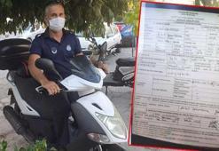Kaldırıma motosikletini park eden zabıta, kendisine ceza kesti!