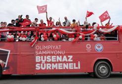 Olimpiyat şampiyonu Sürmeneli’ye coşkulu karşılama