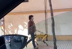 Robot köpeğine tasma takan kadın sosyal medyada viral oldu