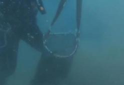 Kaçak avcılar Boğaz'da avladıkları 2 ton midyeyi deniz dibine saklamış