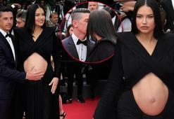 Karnı burnunda Adriana Lima kırmızı halıda