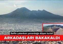 Selfie çekerken yanardağa düşen turist! Arkadaşları bakakaldı