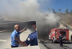 Sultangazi'de otobüs yangını! Son anda indiler