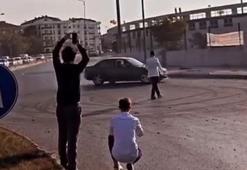Büyükçekmece’de trafiği durdurup damadın etrafında drift yaptılar