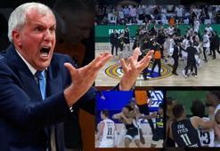 Zeljko Obradovic Euroleague'de tarih yazdı! Maçta tekmeler ve yumruklar havada uçuştu