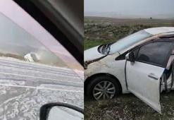 Yağan dolu kazaya neden oldu, o anlar telefon kamerasına yansıdı