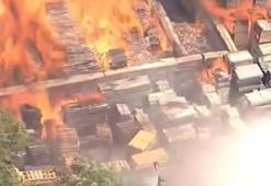 ABD’de palet fabrikasında korkutan yangın