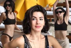 Nesrin Cavadzade fit görüntüsüyle plajda dikkatleri üzerine çekti