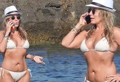 Saba Tümer telefonu elinden düşürmedi! Verdiği kilolar dikkat çekti