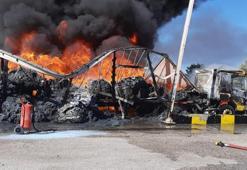 Bariyerlere çarpan TIR, alev alev yandı