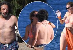 Fettah Can ve ailesinin Bodrum tatili! Eşini öpüp, dans etti