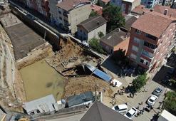 Sarıyer'de yol çöktü! Bölgeden ilk görüntüler geldi