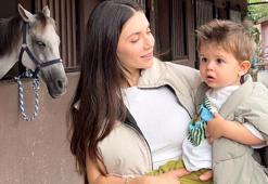 Fulya Zenginer'in oğlu Milan atlarla tanıştı