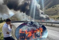 Seyir sırasında otobüs alev aldı! Şoför yolcuları tahliye etti
