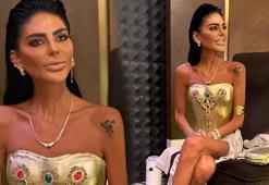 Zayıflığıyla konuşulan Süreyya Yalçın altın kaplamalı elbise giydi! Fiyatı dudak uçuklattı
