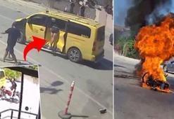 Antalya'da feci kaza! Motosikletten fırladı, taksi camında asılı kaldı