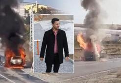 Korku dolu anlar! Çakmağı çaktı, sürücü alev alan araç içerisinde kaldı