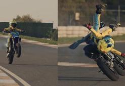 İlk kez vitesli motor kullanan minik Zayn bu kez korkuttu