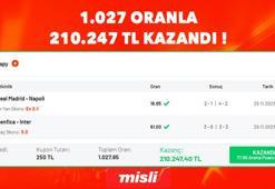 Skor kuponuyla 1.027 oranla 210.247 TL kazandı!