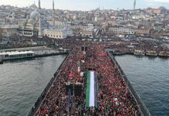 İstanbul'da tarihi yürüyüş: On binlerce vatandaş şehitler ve Filistin için bir araya geldi