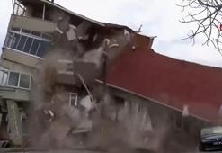 Ümraniye'de metro çalışması sırasında yol çöktü! Bitişik iki bina yıkıldı