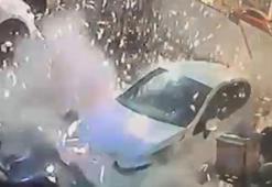 Kağıthane'deki otoparka el bombalı saldırı kamerada