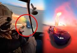 Lüks araca hava saldırısı! ABD'de akılalmaz görüntüler