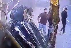 Park halindeki araca çarpan otomobil yan yattı