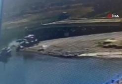 Elazığ’da otomobilin baraja düştüğü anlar kamerada